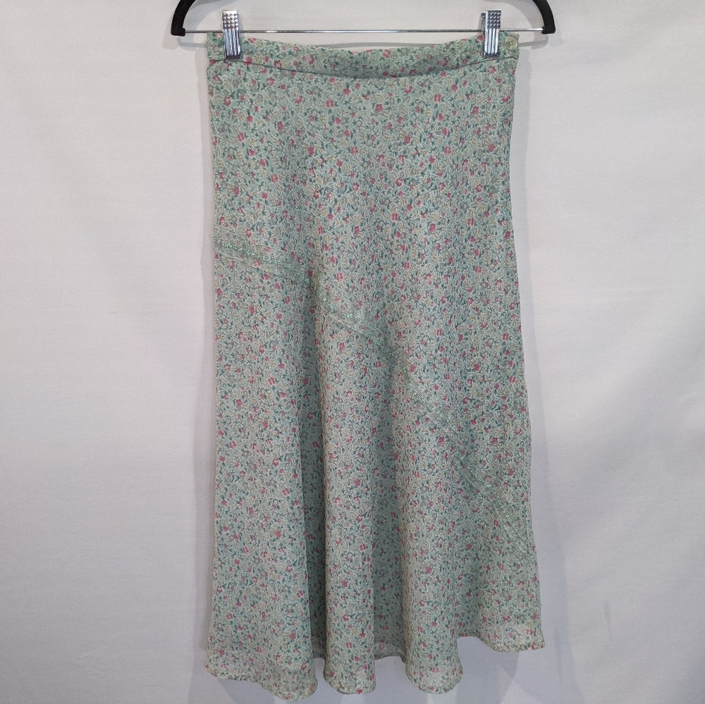 Y2k floral beaded Coldwater Creek maxi skirt size Small